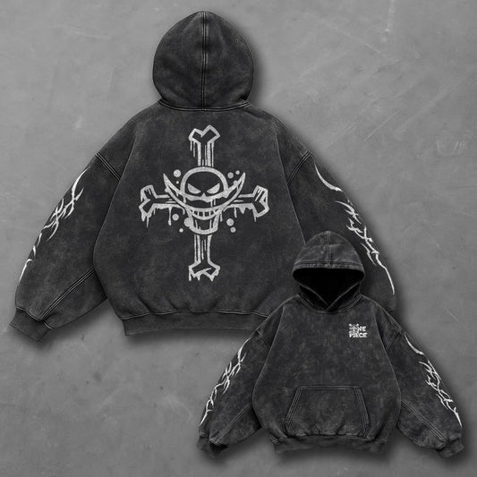 One Piece Oversized Fresh Black Washed Hoodie