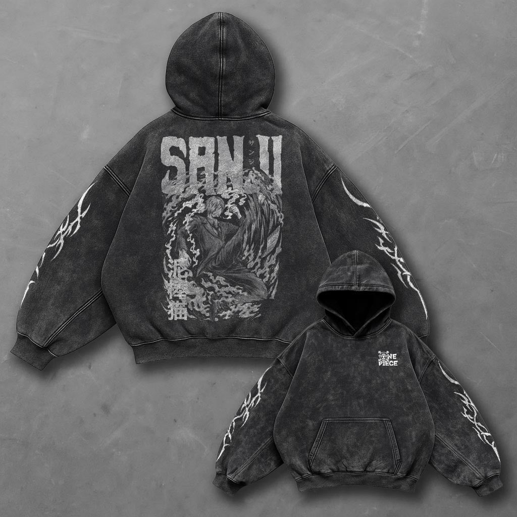 One Piece Classic Premium Black Washed Hoodie