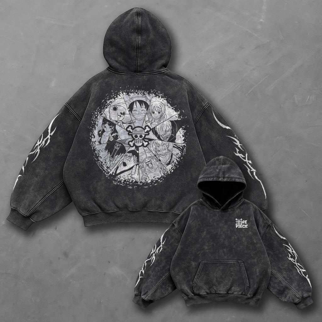One Piece Classic Timeless Black Washed Hoodie
