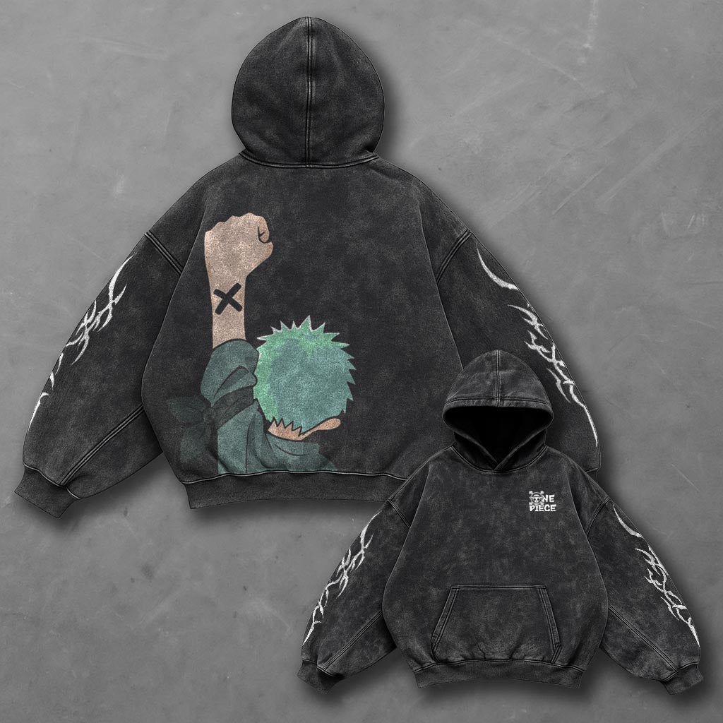 One Piece Classic Clean Black Washed Hoodie