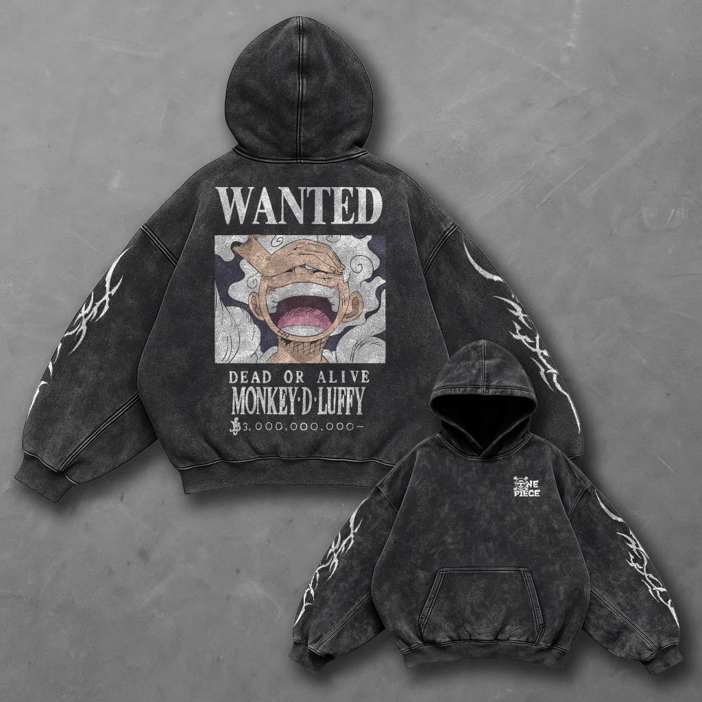One Piece Oversized Modern Black Washed Hoodie