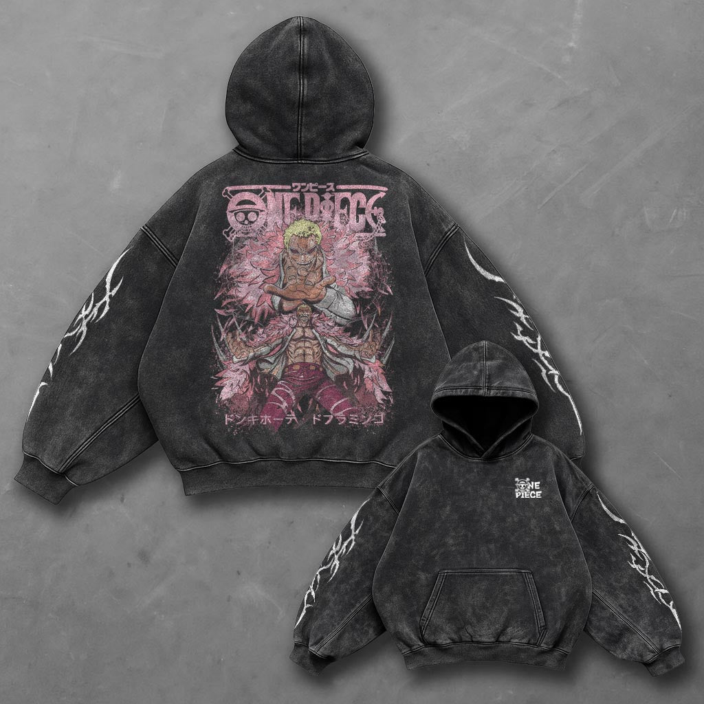 One Piece Oversized Bold Black Washed Hoodie