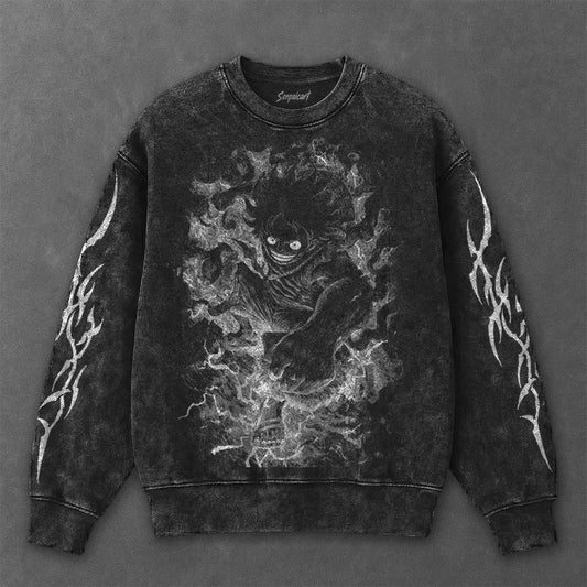 One Piece Essential Oversized Black Washed Sweatshirt