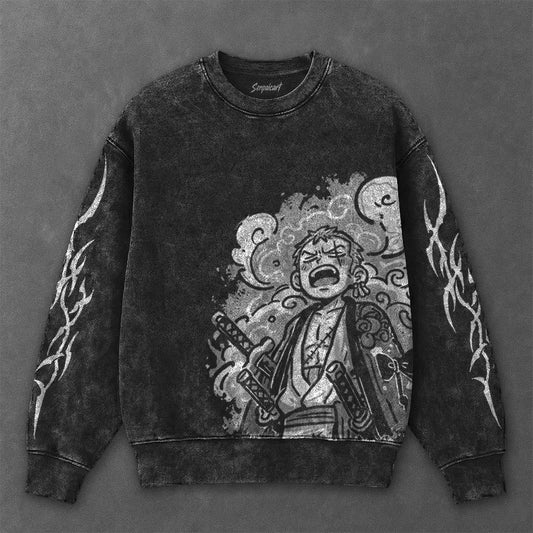One Piece Essential Clean Black Washed Sweatshirt
