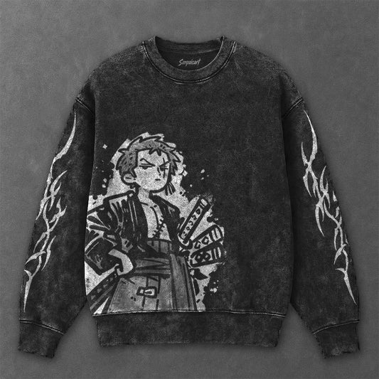 One Piece Essential Sleek Black Washed Sweatshirt