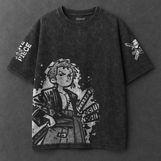 One Piece Essential Clean Black Washed T-Shirt