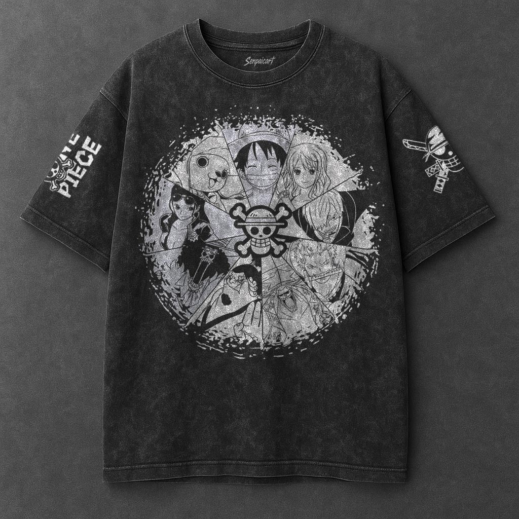 One Piece Classic Bold Black Washed T-Shirt