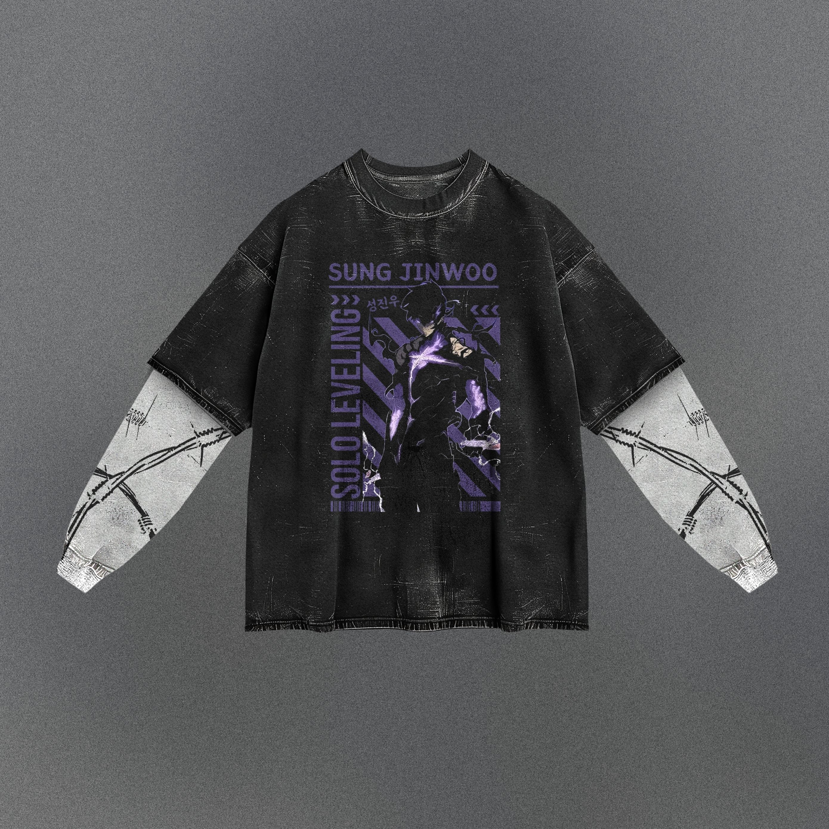 Solo Leveling Spacious Double Sleeve T-shirt