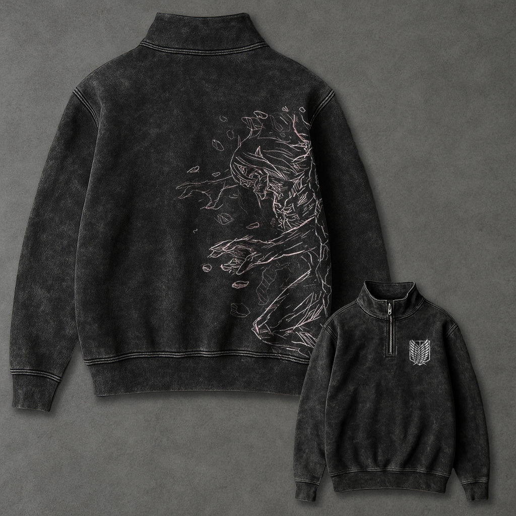 Attack on Titan Roomy Half Zip up Sweatshirt