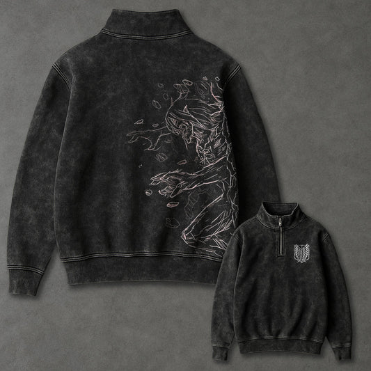 Attack on Titan Roomy Half Zip up Sweatshirt