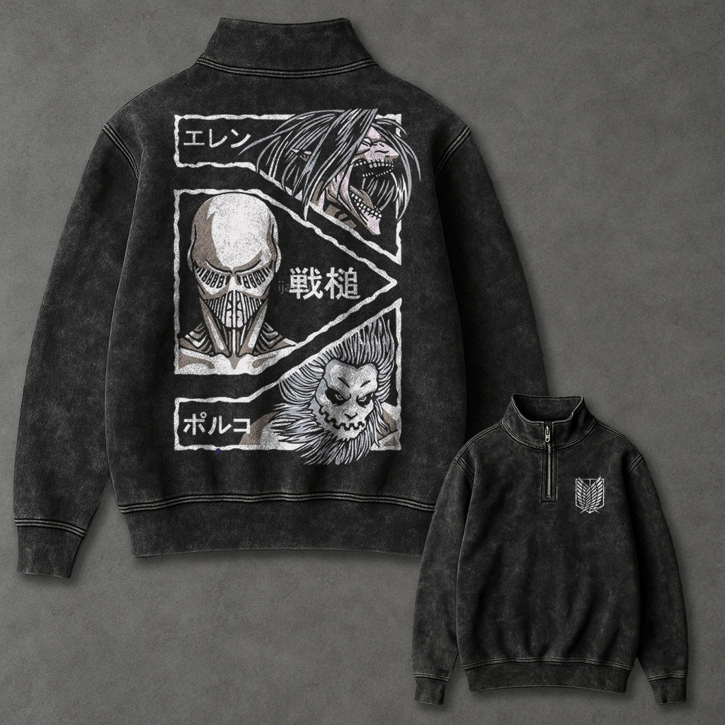 Attack on Titan Flowy Half Zip up Sweatshirt