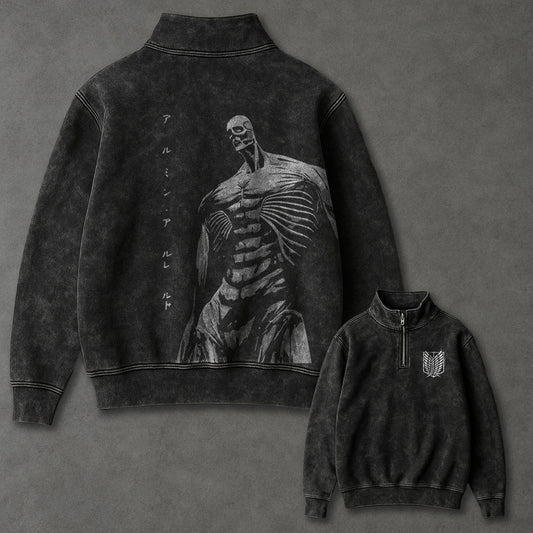 Attack on Titan Slouchy Half Zip up Sweatshirt