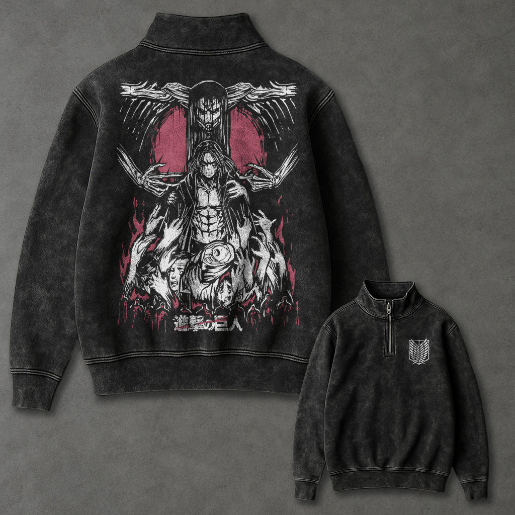 Attack on Titan Oversized Half Zip up Sweatshirt