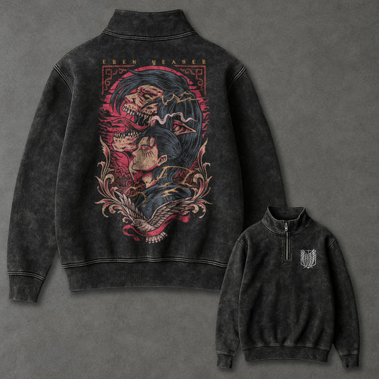 Attack on Titan Elongated Half Zip up Sweatshirt