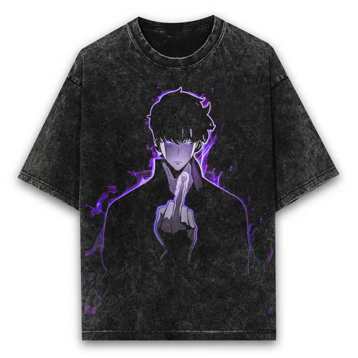 Solo Leveling Middle Finger Washed T-Shirt