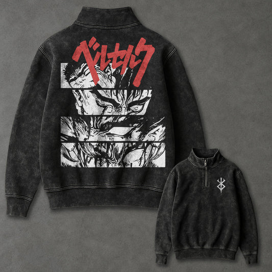 Berserk Loose Half Zip up Sweatshirt