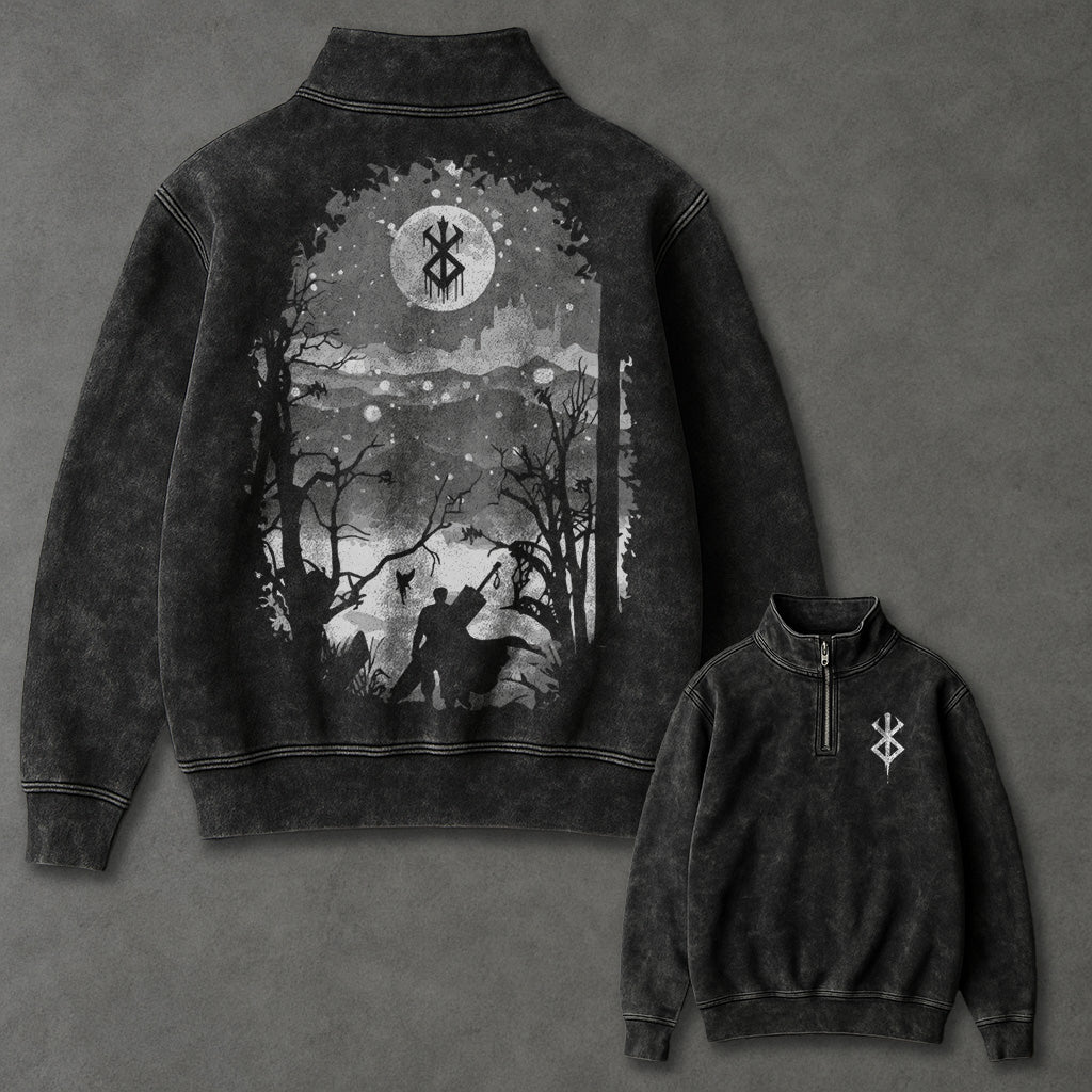 Berserk Slouchy Half Zip up Sweatshirt