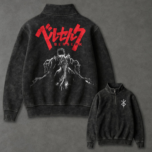Berserk Drapey Half Zip up Sweatshirt