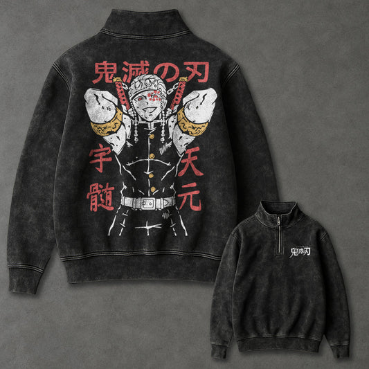 Demon Slayer Oversized Half Zip up Sweatshirt