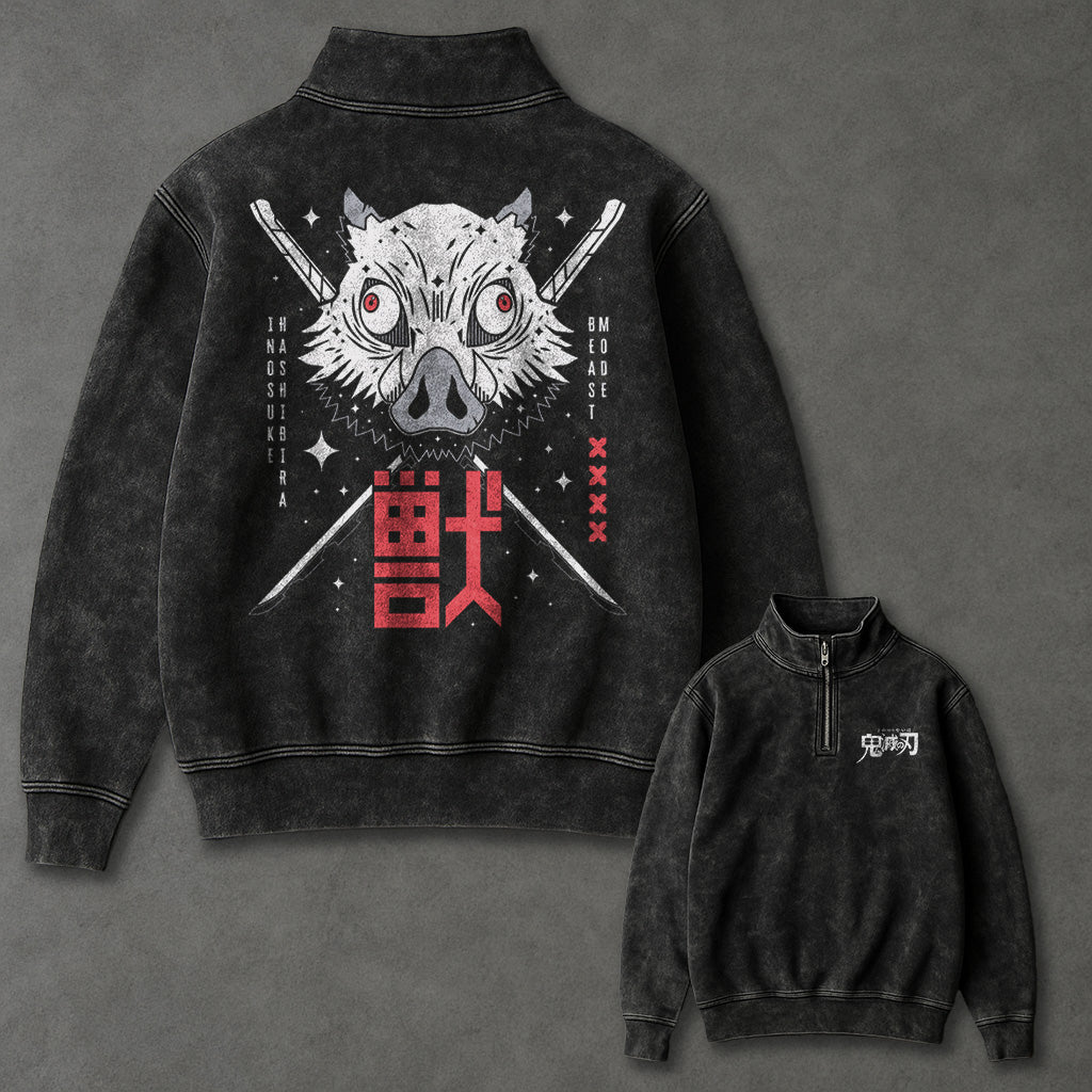 Demon Slayer Slouchy Half Zip up Sweatshirt