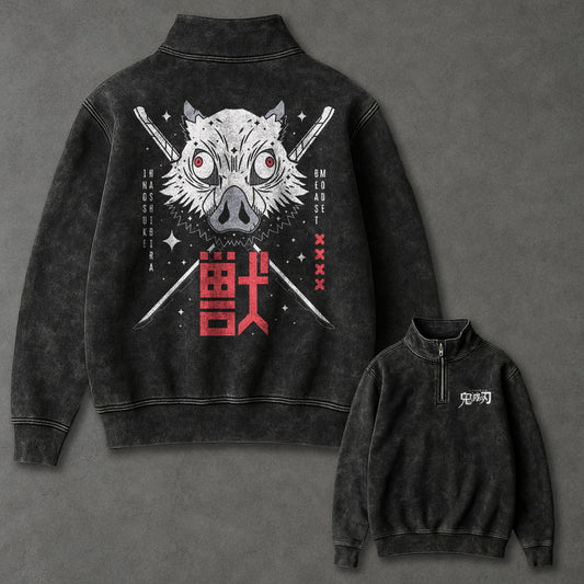 Demon Slayer Slouchy Half Zip up Sweatshirt