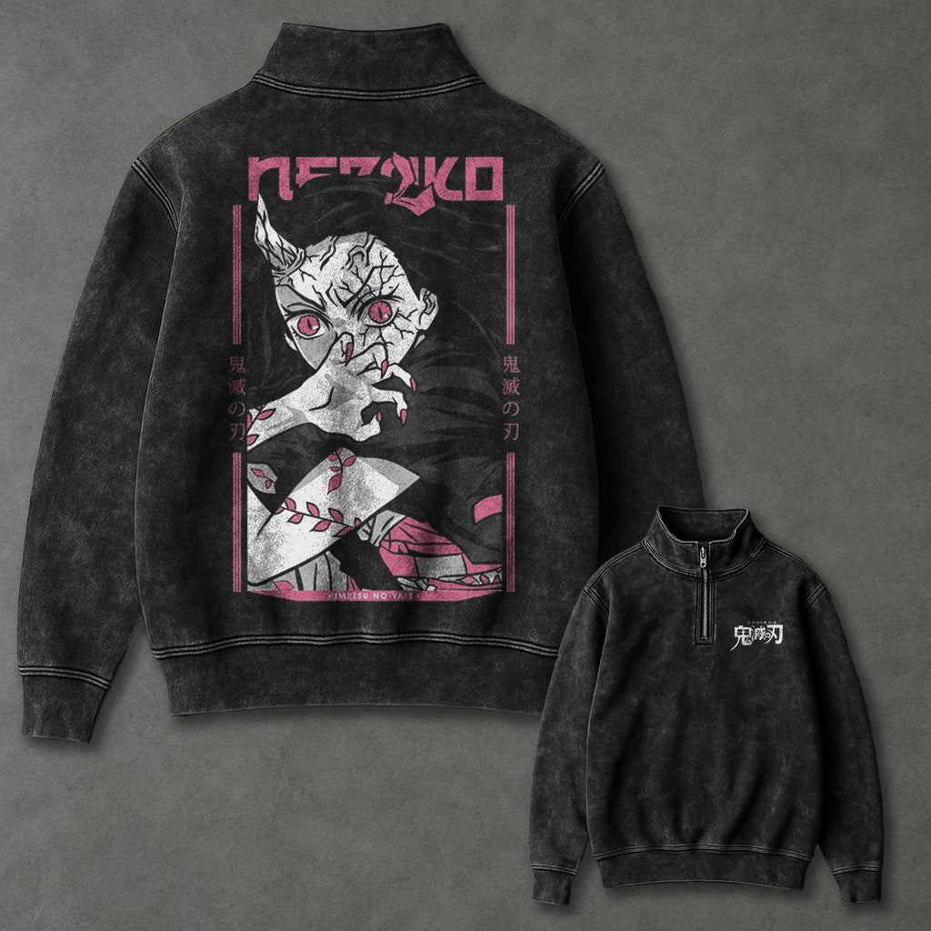 Demon Slayer Lightweight Half Zip up Sweatshirt