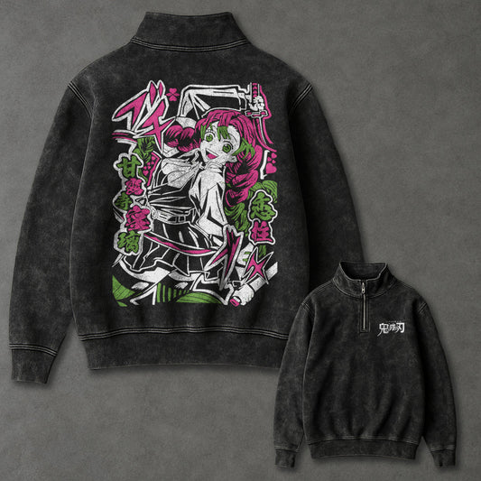 Demon Slayer Flowy Half Zip up Sweatshirt