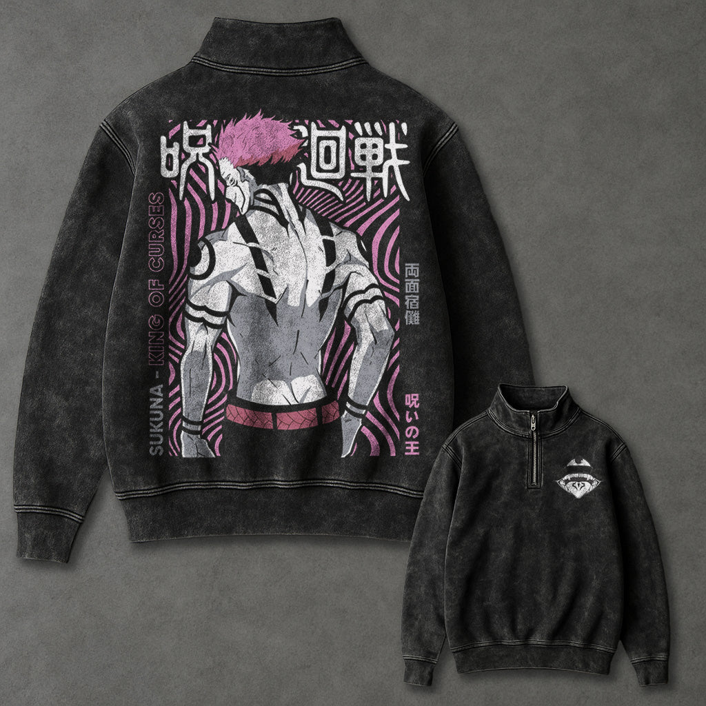 Jujutsu Kaisen Loose Half Zip up Sweatshirt