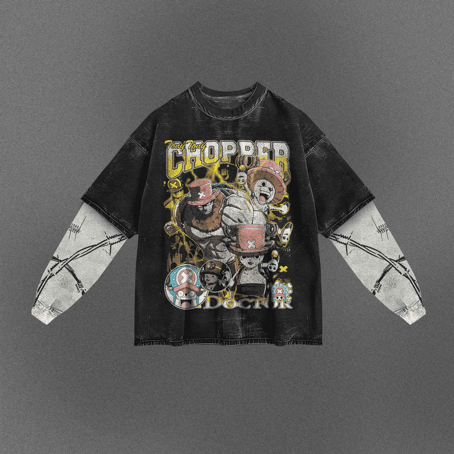 One Piece Casual Double Sleeve T-shirt