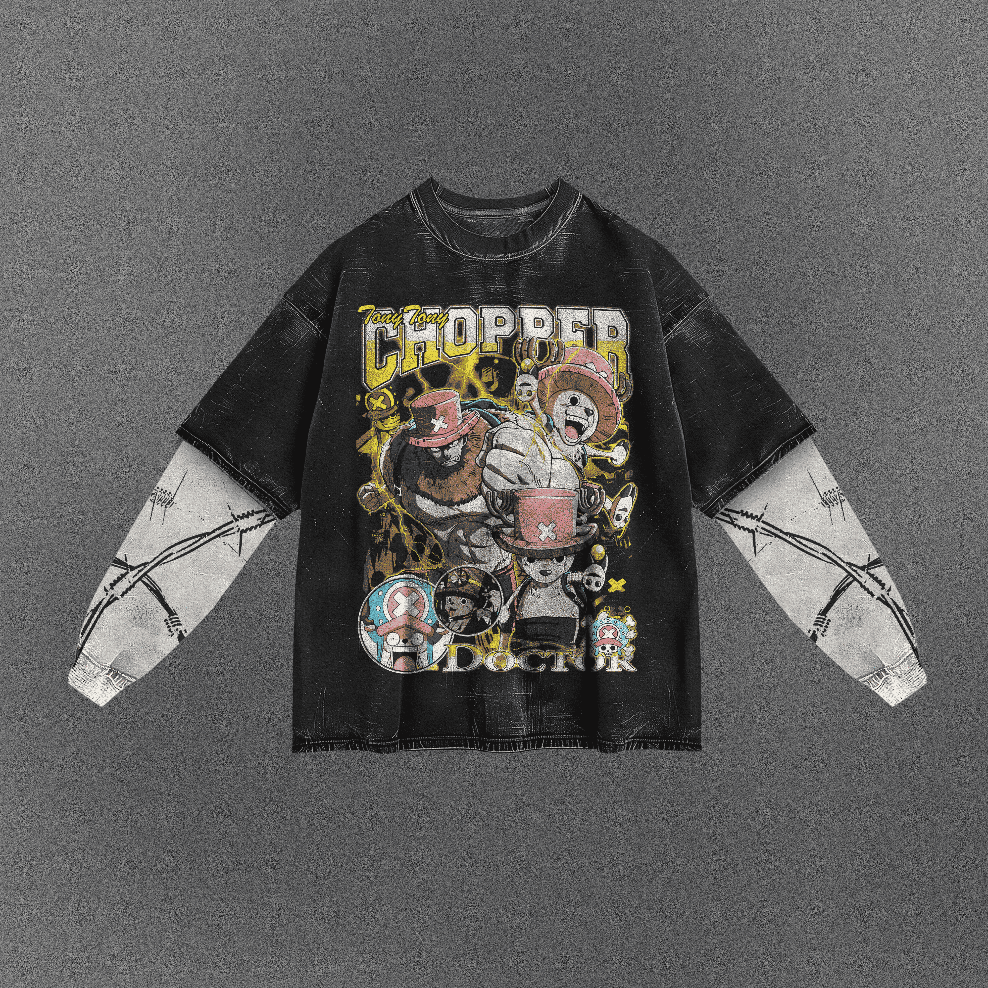 One Piece Casual Double Sleeve T-shirt