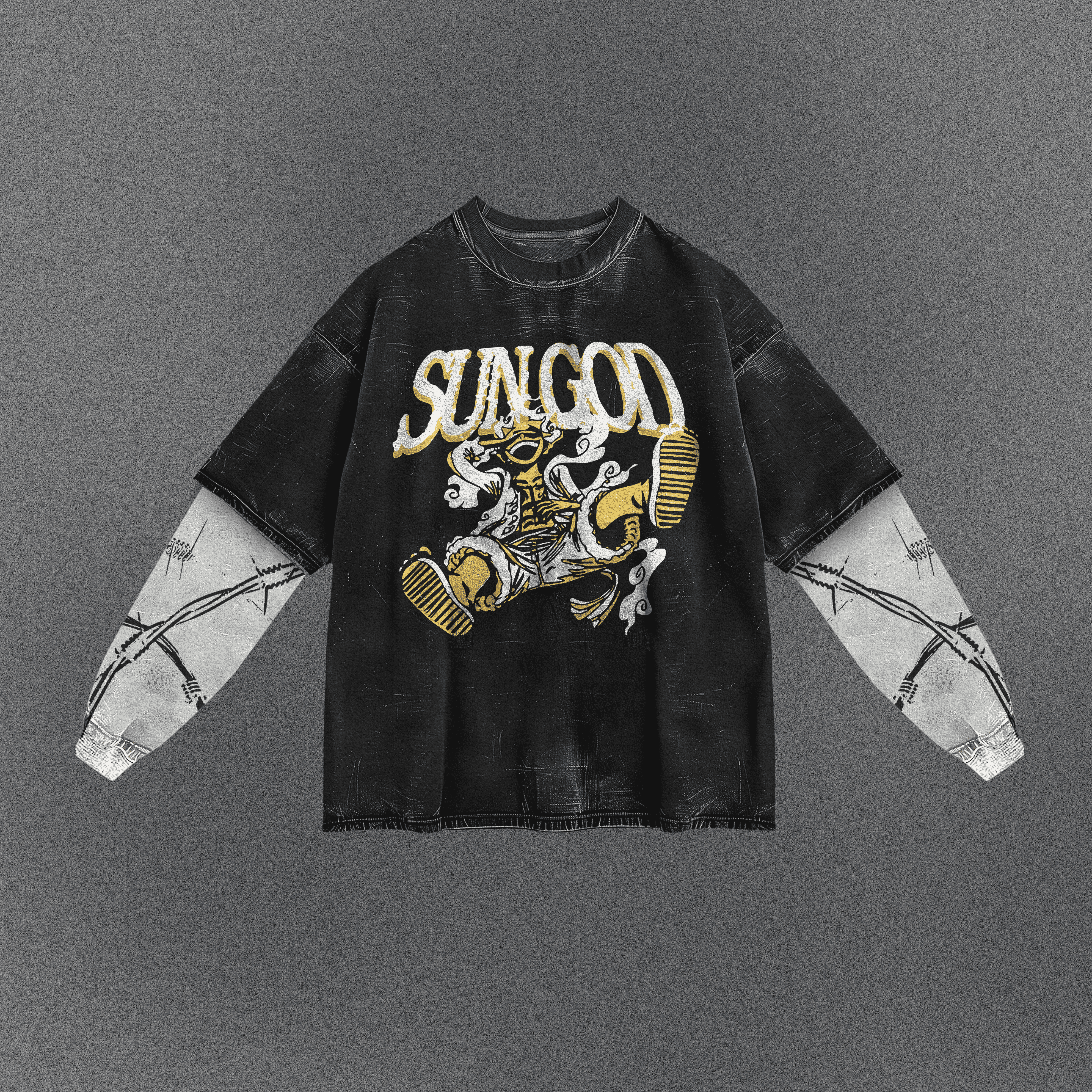 One Piece Loose Double Sleeve T-shirt