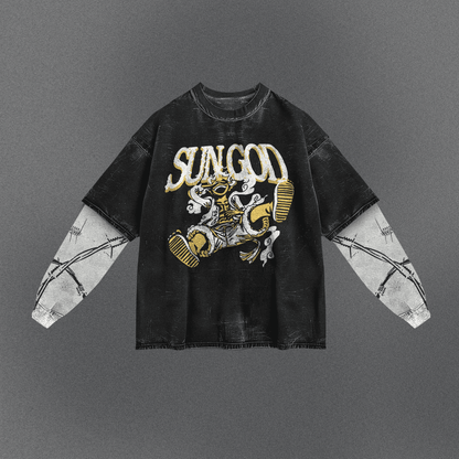 One Piece Loose Double Sleeve T-shirt