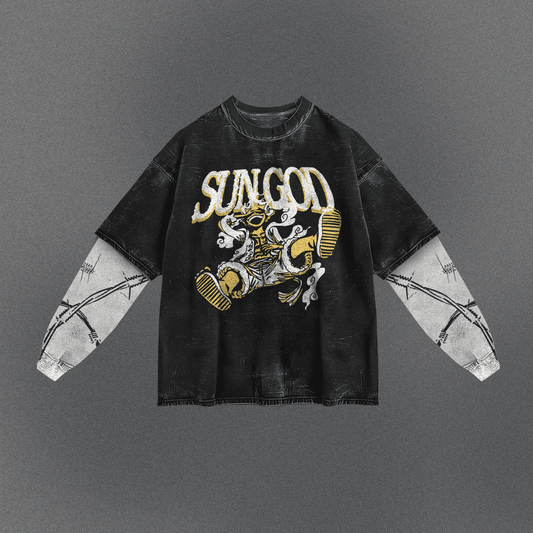 One Piece Loose Double Sleeve T-shirt