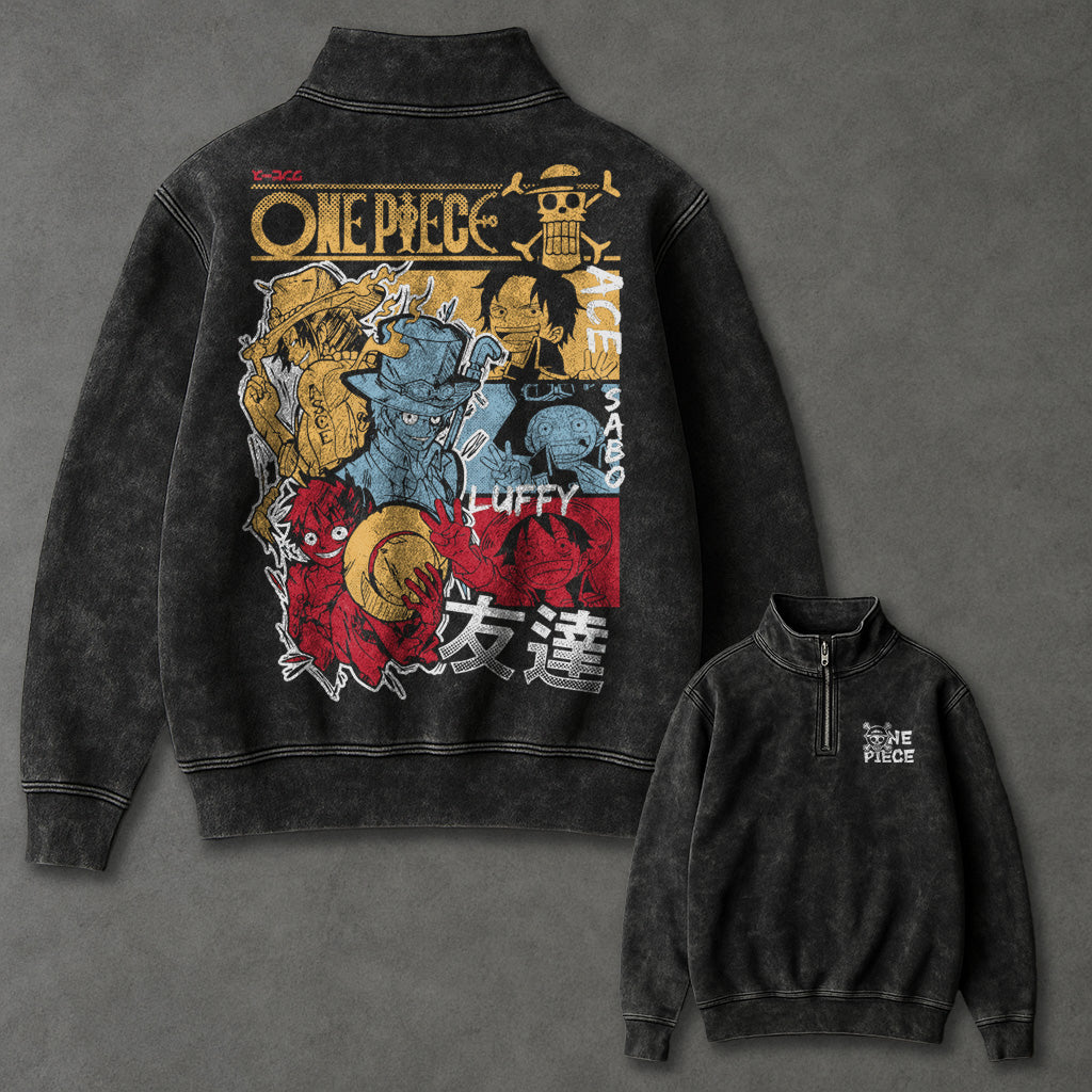 One Piece Loose Half Zip up Sweatshirt